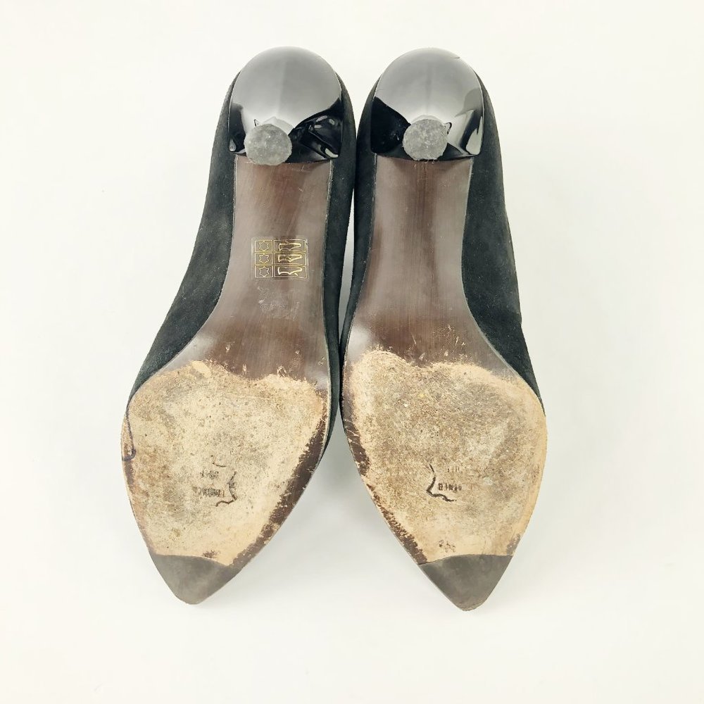 Stuart Weitzman 7 Black Suede Split Front Bootie V - image 8